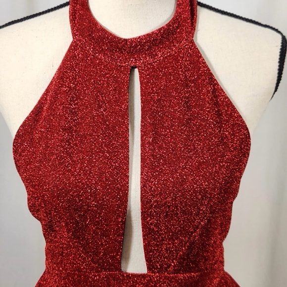 Luxxel Sparkling Red Backless Dress Medium - Picture 2 of 7